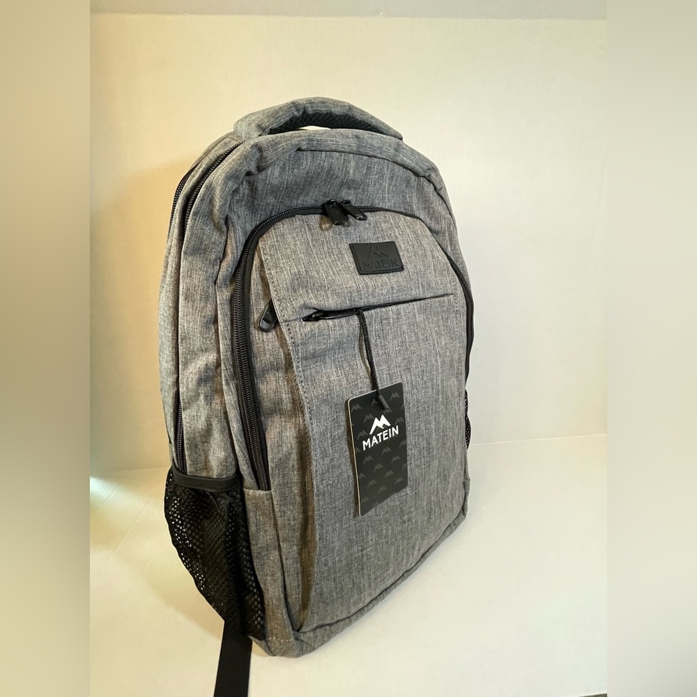 MATEIN Grey Backpack with 2 Lockable Main Compartments